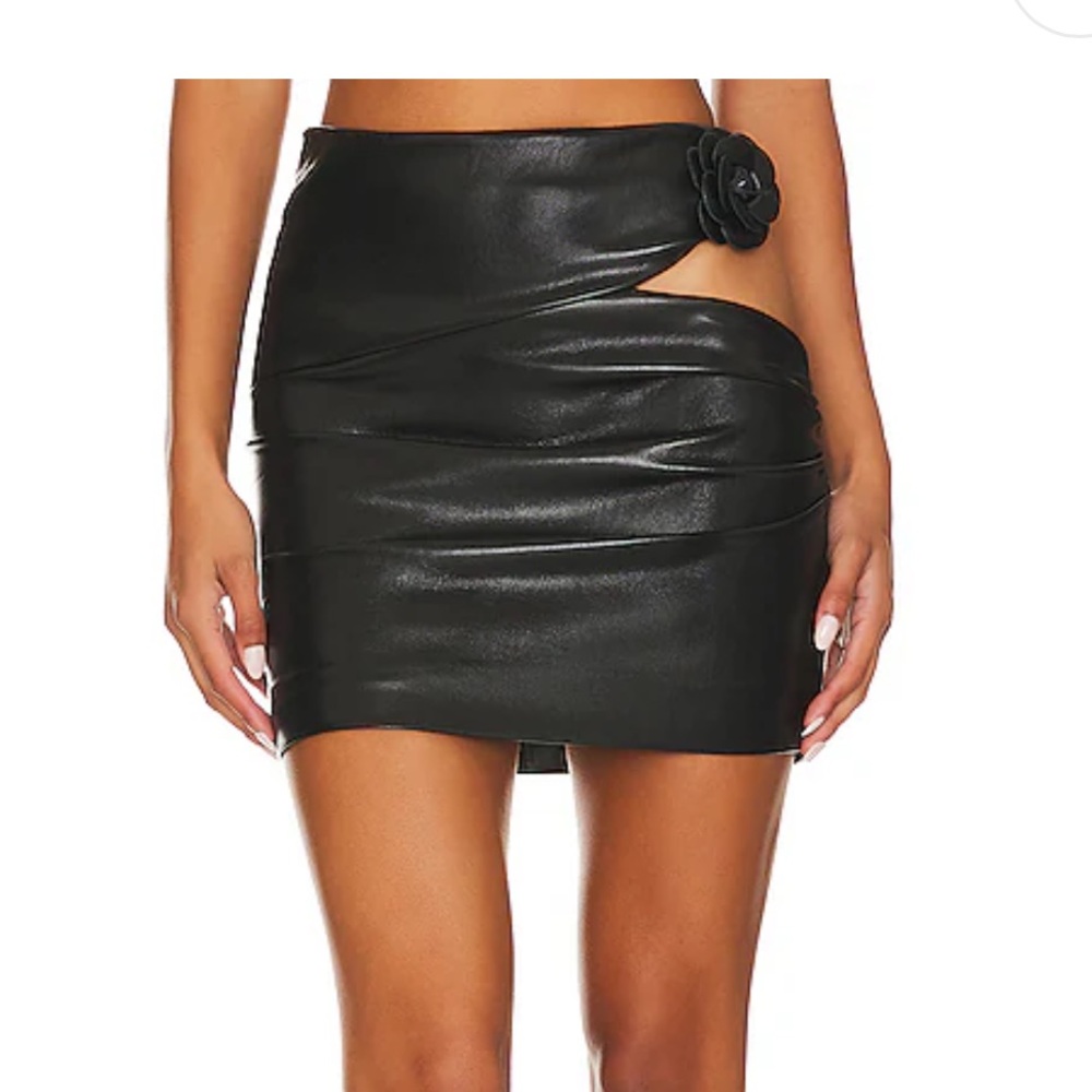 Revolve leather cutout mini skirt
